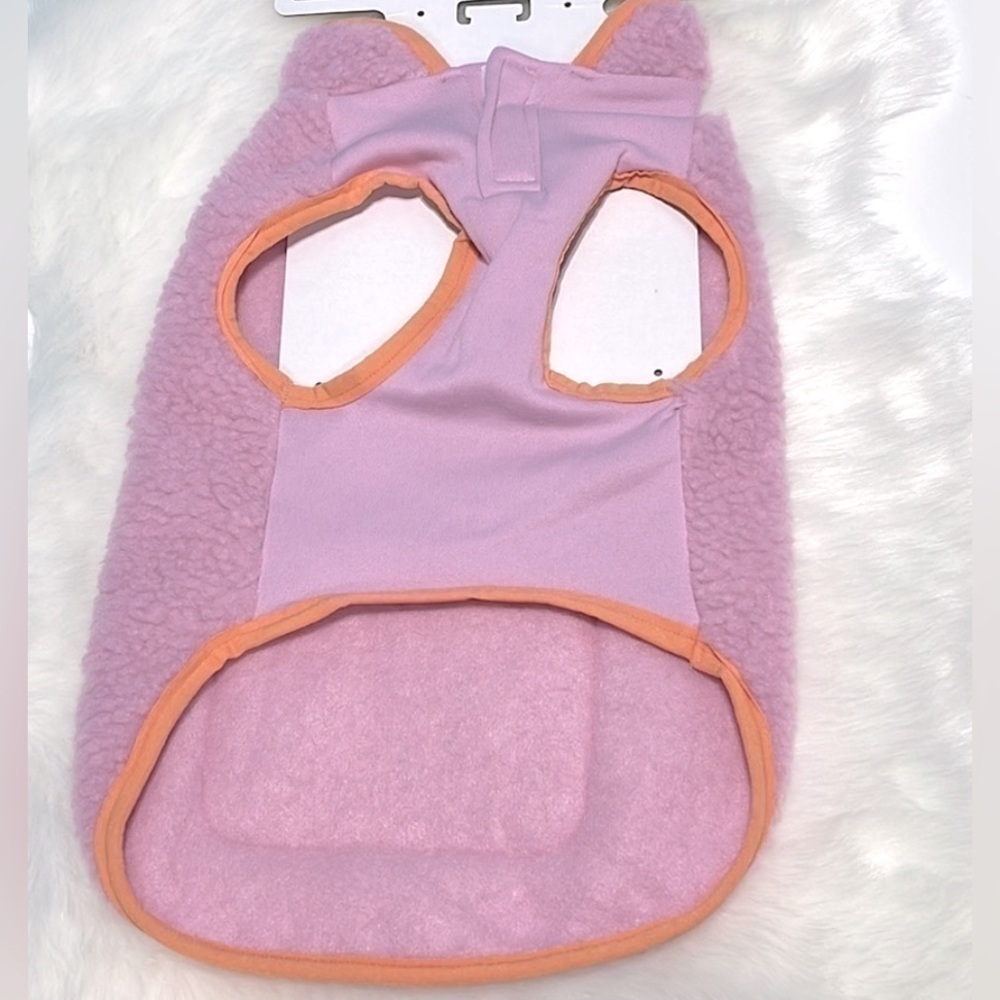 Dog Purple Orange Fuzzy Sherpa Warm Pullover Vest Pocket Size Small to 20lbs - Picture 5 of 6